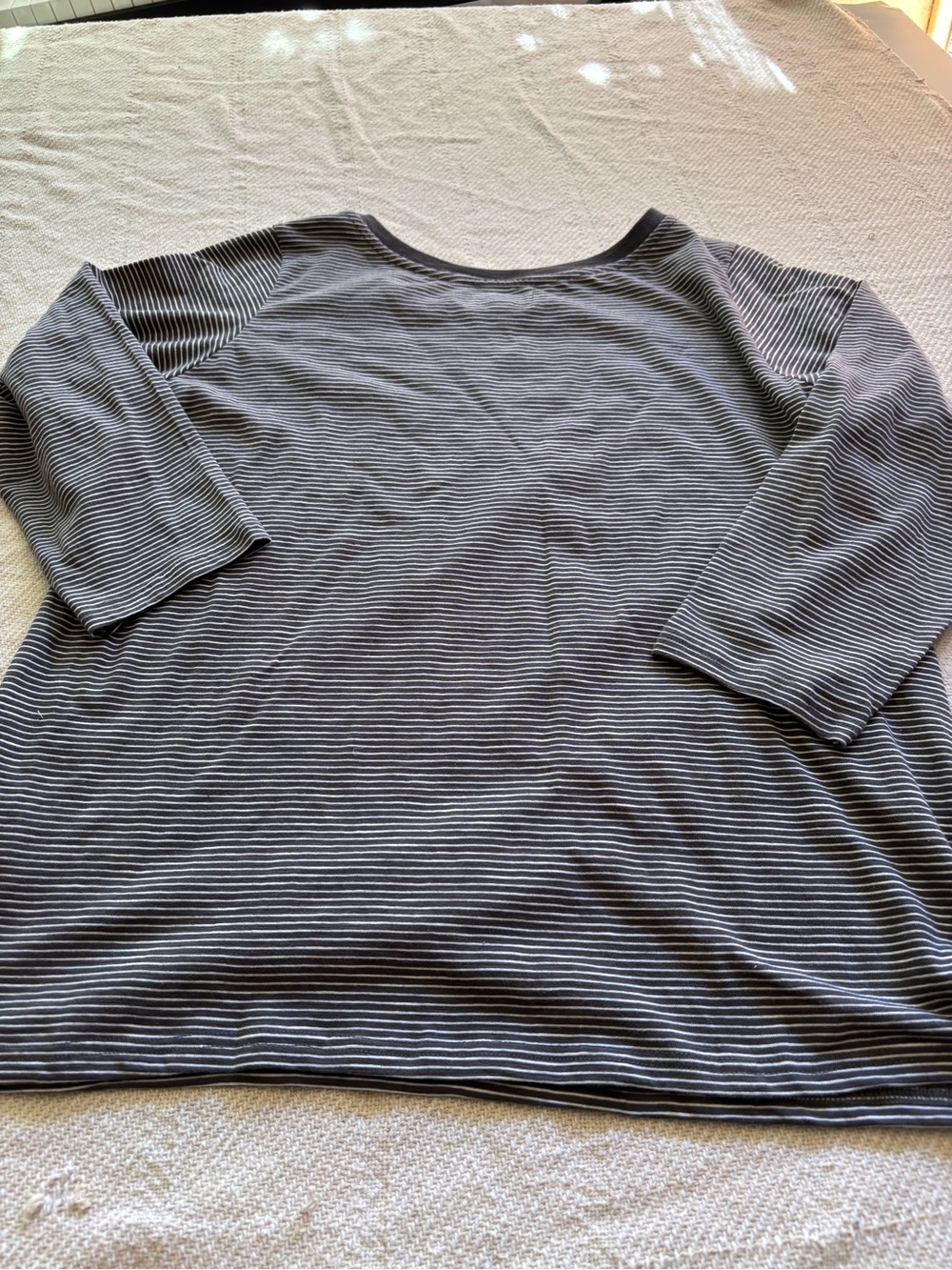 Pact Organic Cotton Striped 3/4 Sleeve Top Size L - Picture 9 of 11
